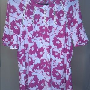 Banana Republic Pink and White Floral Blouse